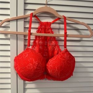 Orange Lace Halter Bra